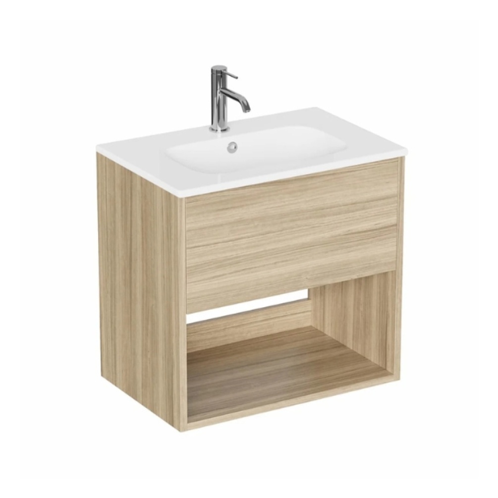 Cut out image of the Britton Hackney Cherry Wood 600mm Wall Hung Vanity Unit & Basin